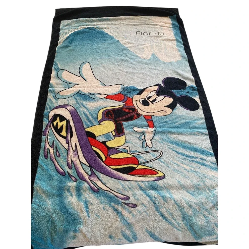 Mickey Surfing Beach Towel Disney Florida 55x30 Bright Colors